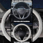 Steering Wheel Cover Universal Standard Size 14.5-15 inch, Non-Folding Packaging, Breathable Microfiber Leather, Anti-Slip, Soft Grip, Fits Most Cars SUVs Trucks, Light Creamy Gray