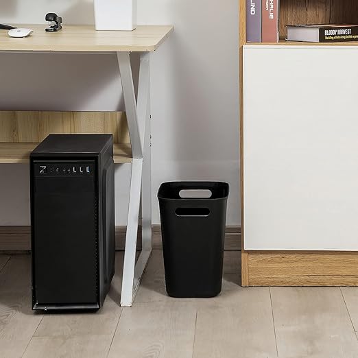 Plastic Small Bathroom Trash Can Wastebasket, 3.5 Gallon, Black, 3 Pack | Compact Sturdy Garbage Can for Bathroom, Laundry Room, Kitchen, Office, Kids Room, Dorm, Durable, Easy to Clean