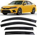 Tape on Side Window Visors rain Guards Vent Deflectors for Honda Civic Sedan 4-Door 2016-2021, Shade Smoke Tinted 4Pcs