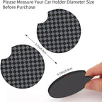 Checkered Gray Steering Wheel Cover Universal 15 Inch + 2 Car Coasters | neoprene Non-Slip Breathable Elasticity Universal for Car Truck SUV for Women Men