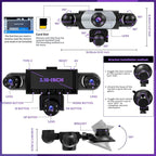 5 Channel Dash Cam 360°Wide Angle Dash Camera for Cars 1080P with Loop Recording Night Vision Reversing Help 3.16-inch Dash Cam Front and Rear