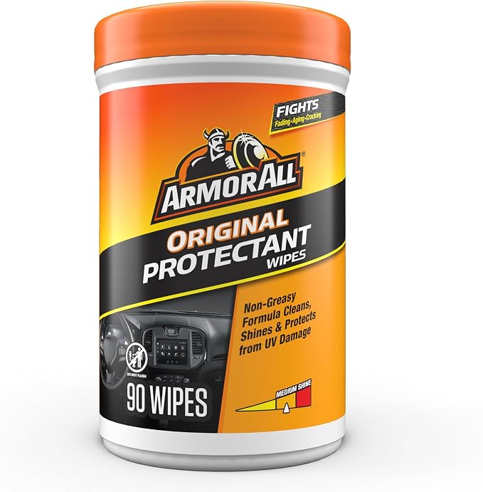 Car Interior Original Protectant Wipes, 90 Count, UV Protectant | Car cleaner wipes for vinyl, rubber, plastic, trim, and dashboards with a non-greasy, streak-free medium shine