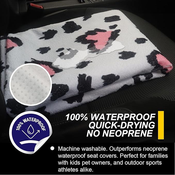 Car Seat Cover Protector Front Seats,for Gym Workout,Running,Swimming,Beach and Hiking,Waterproof Sweat Towel Bucket Seat Covers for Trucks SUV Jeep (Leopard Print)