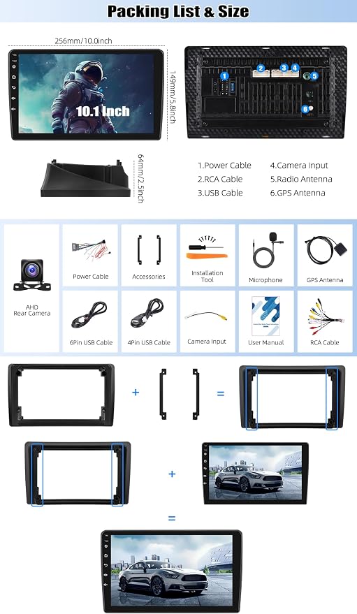 4G+64G Car Radio for Ford Explorer 2006-2010, Android 15 Car Stereo with Wireless CarPlay Android Auto 10" Touch Screen Radio with Bluetooth 5.0 GPS WiFi 32 EQ FM/RDS Backup Camera