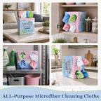 Microfiber Cleaning Cloth, 120 Pack Reusable Paper Towels Microfiber Towels for Cars Lint Free Shop Rags with for Home Kitchen Automotive, 11"x 9", White & Green & Blue & Pink