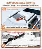 2025 Upgrade Extendable 3-in-1 Car Snow Brush and Ice Scraper [45" Extendable Handle] with 360° Rotating Brush Head for Car Windshield Clear Snow, Ice and Frost, for All Cars/Truck/SUV