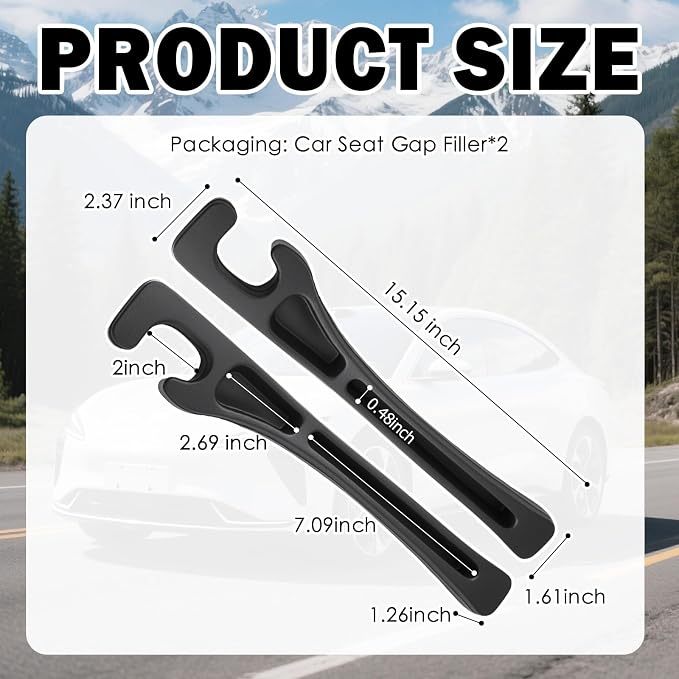 2 Pack Bendable Car Seat Gap Filler Organizer,No Drops Car Seat Gap Plug with Storage Slot Extra Space, Easy Install Universal Cars Gaps Seats Filler Cars Accessories