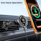 for MagSafe Car Mount Charger iPhone Wireless Car Charger, Stick on Dashboard Magnetic Phone Holder Mount for iPhone 17 Pro Max 16 15 14 Series, 15W Fast Charging, Aluminum Shell