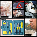 Emergency Roadside Kit with Jumper Cables Kit for Car, Safety Car Kits | Car Emergency Kit High Power Handheld Vacuum, Warning Triangle, Safety Hammer, Tow Rope, Gifts for New Drivers