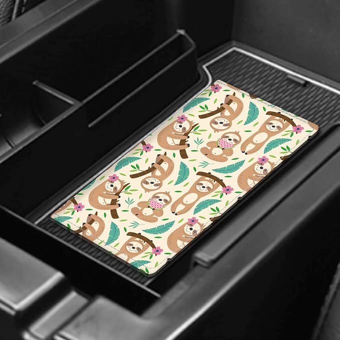 Leather Car Registration and Insurance Card Holder, Cute Car Accessories Vehicle Glove Box Car Organizer for Documents, Cards, License Cute Sloths