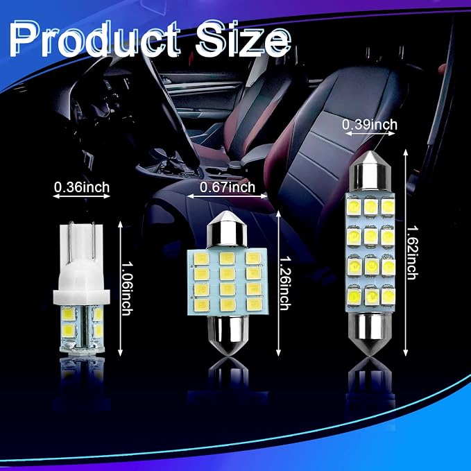 Interior Car Lights, Car Led Bulb, LED Interior Replacement Bulbs of 24 Sets for Interior Map Dome Lights and License Plate Courtesy Lights