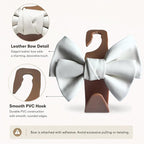 2 Pack Car Purse Hooks, Cute Bow Car Seat Headrest Hook Hanger for Purses and Bags, Space-Saving Car Accessory (White brown)