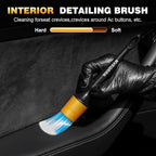 MVEQRRN 7PCS Car Detailing Brush Set,Boars Hair Detail Brush Kit(Gold) | Ultra Soft No Scratch, Car Dust Brush, Interior Detailing Brushes Kit, Detail Brushes Car Detailing for Interior Exterior