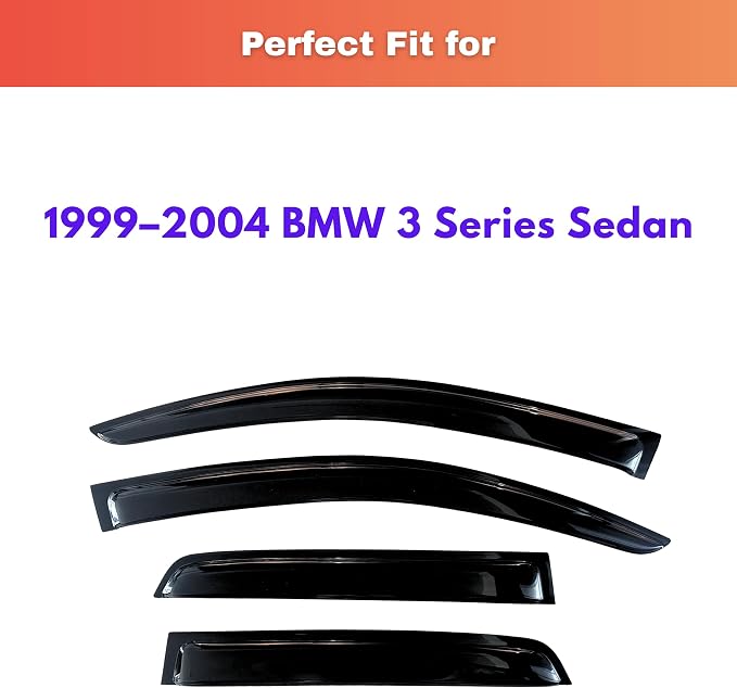 KPY Rain Guards Fit for 1999–2004 BMW 3 Series Sedan, Out-Channel Window Visors Vent Wind Deflectors 4PC, Car Accessories for 99–04 BMW 3 Series Sedan