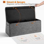 Car Trunk Organizer for SUV and Sedan, Trapezoidal-Grey, 29.5 in | Tailored for Rear Seats, Silky Crosshatch Vegan Leather, XL, Magnetic Lid, Collapsible & Adjustable, Water‑Dust Resist