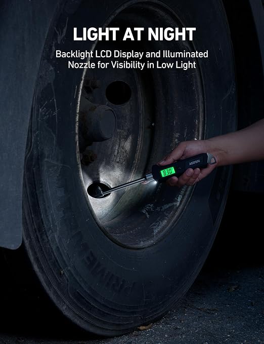Heavy Duty Digital Tire Pressure Gauge 0-230 PSI Calibrated to ANSI B40.7 Grade 2A (0.5%) with Backlit LCD & Flashlight, Stainless Steel for Truck RV Car Motorcycle Bike