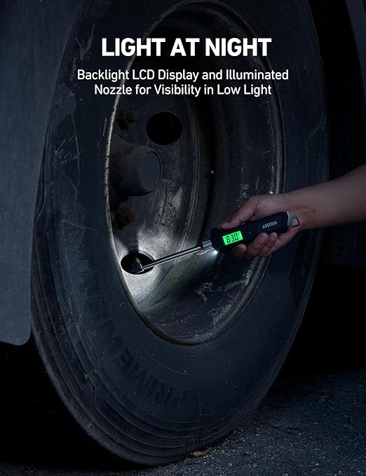Heavy Duty Digital Tire Pressure Gauge 0-230 PSI Calibrated to ANSI B40.7 Grade 2A (0.5%) with Backlit LCD & Flashlight, Stainless Steel for Truck RV Car Motorcycle Bike, 2Pack