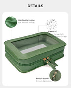 Clear Makeup Bags, TSA Approved Toiletry Bag with Zipper, Travel Makeup Organizer Fit Carry-on Travel Essentials,Small Cosmetic Bags Pouch for Women Men (Clear-Vintage Green)