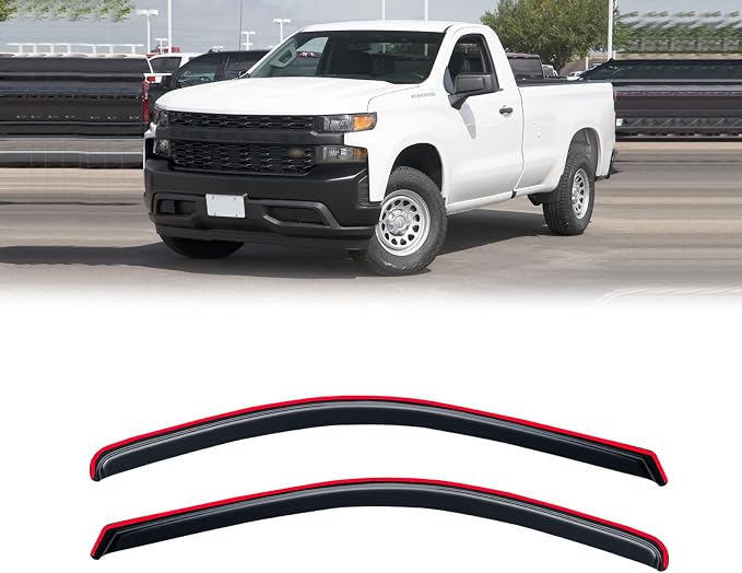 in-Channel Rain Guards for 2019-2026 Chevy Silverado & GMC Sierra 1500 Regular/Standard Cab, Window Visor Shields Vent Deflector Shade Wind Dark Smoke for 2020-2026 Silverado/Sierra 2500HD 3500HD