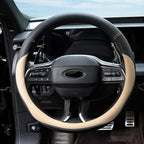 Microfiber Leather Steering Wheel Cover Large-Size for F150 F250 F350 Ram 4Runner Tacoma Tundra Range Rover Model S X with 15 1/2 inches-16 inches Outer Diameter Beige