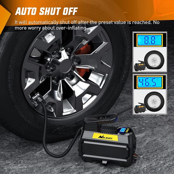 Tire Inflator Air Compressor Portable Air Pump for 12V DC Car Tires with Digital Pressure Gauge 150PSI Auto Tire Pump with LED Light for Cars ATVs Bicycles, 2 Years Warranty, 50066A