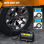 Tire Inflator Air Compressor Portable Air Pump for 12V DC Car Tires with Digital Pressure Gauge 150PSI Auto Tire Pump with LED Light for Cars ATVs Bicycles, 2 Years Warranty, 50066A