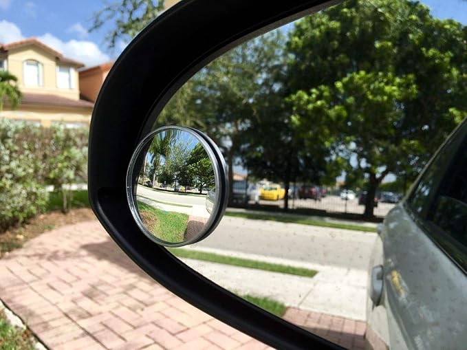 Blind Spot Mirror, 2" Round HD Glass Convex Aluminum Frame Wide Angle Rear View Mirror For All Universal Vehicles Car Suv (Pack Of 4)