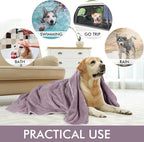 Dog Towel Super Absorbent Pet Bath Towel Microfiber Dog Drying Towel for Small, Medium, Large Dogs and Cats 30inch x 50inch Purple