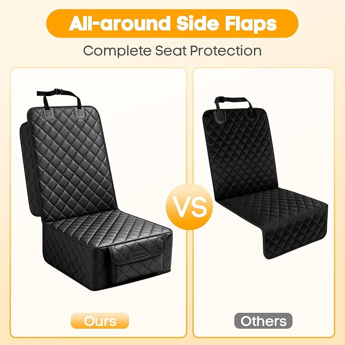 Front Seat Car Cover 2 Pack, Waterproof PU Leather Dog Car Seat Cover with Side Flaps, Nonslip Scratchproof Captain Chair Seat Cover Fits for Cars, Trucks, SUVs, Jeep