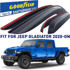 Goodyear Shatterproof Window Deflectors for Jeep Gladiator 2020-2026, Tape-on Rain Guards, Window Visors, Vent Deflector Visor, Car Accessories, 4 pcs. - GY008524