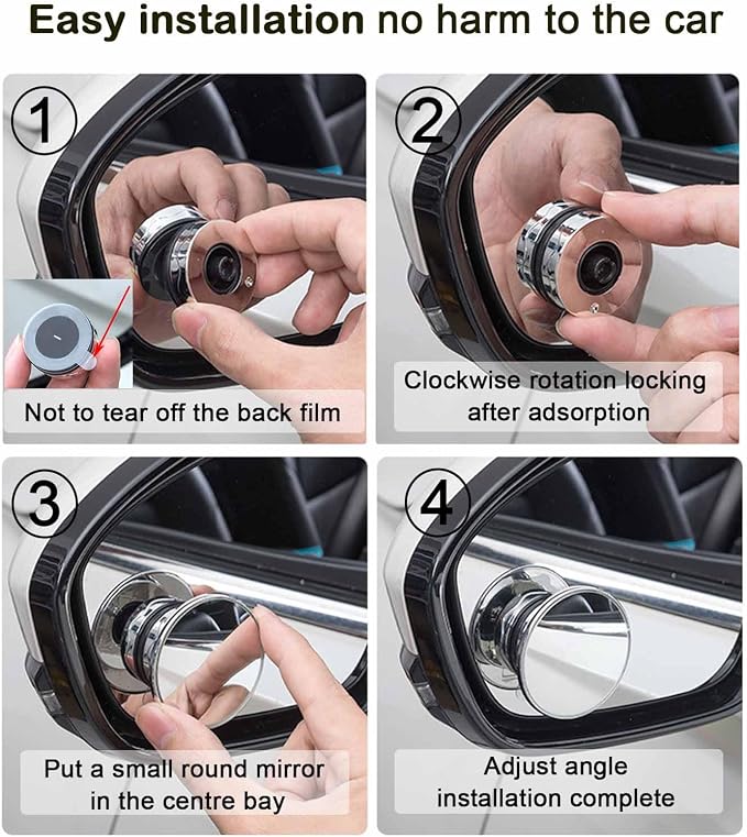 Blind Spot Mirror,2" Round Car Side Mirror Blindspot,Vacuum Suction Cup Blindspot Mirror for Car SUV and Trucks (Silver)