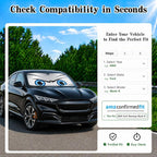 Car Windshield Sun Shade, Universal Fit Midsized Sedan SUV, Sporty Silver | 63 x 31.5" Windshield Cover, Foldable Front Window Sunshade, UV Heat Protection, Cute Eyes Series