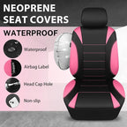 Waterproof Car Seat Covers Full Sets, Universal Fit Seat Covers for Cars, EVA Neoprene Seat Cover Set Full Sets, Interior Covers for Auto SUV,Vans,sedans, Trucks,(Black Pink)