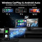 10.26" Portable Apple CarPlay Screen for Car with Rotatable 4K Dash Cam, Wireless CarPlay & Android Auto Display with 1080P Backup Camera, 64GB Card Included, GPS Navigation, Voice Control