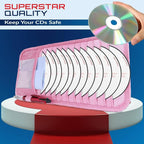CD Case Holder for Car - Sun Visor Organizer for 12 CD’s/Dvd’s, 1 Mesh Pocket & 1 Horizontal Pen Holder - Safe, Ergonomic Design (Pink)