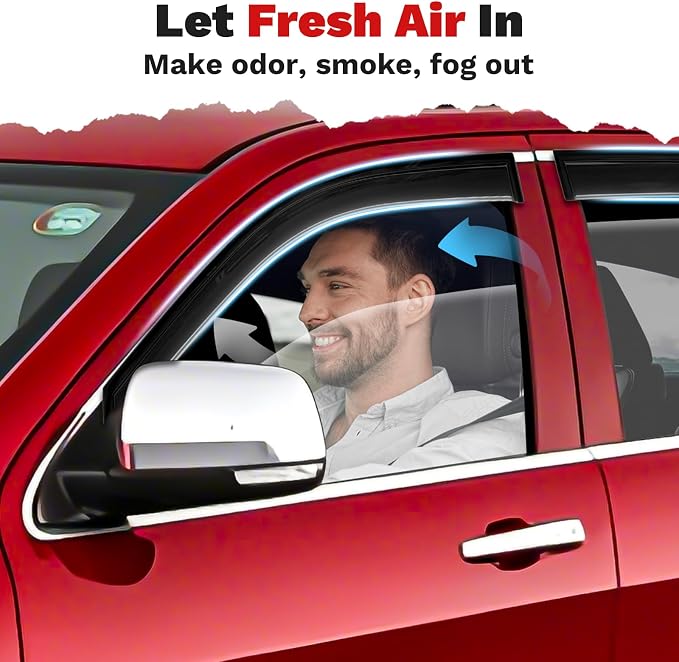Grand Cherokee Rain Guards - Window Visors for Jeep Grand Cherokee 2011-2021, Outside-Mount Tape-On Side Window Wind Deflectors for Grand Cherokee Accessories, Vent Visors Shades Rainproof