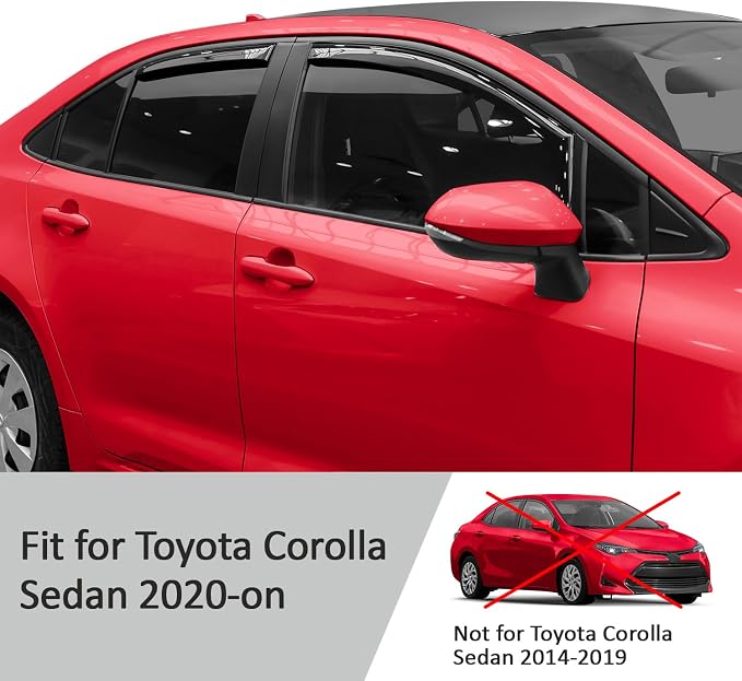 Voron Glass in-Channel Extra Durable Rain Guards for Toyota Corolla 2020-2026 Sedan, Window Deflectors, Vent Window Visors, 4 Pieces - 200674