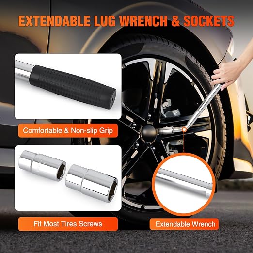 Scissor Jack Kit for Car 2 Ton(4409 lbs), Heavy Duty Portable Steel Scissor Lift Jack Car Tire Changing Kit with Ratchet & Lug Wrench for Sedan SUV MPV, 3.9''-15.7'' Lifting Range, Black