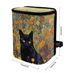 Cat Flower Print Car Trash Can with Lid, Leak Proof Auto Trash Bag Hanging Vehicle Garbage Can Multipurpose Storage Container for Back Seat Road Trip