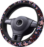 Memorial Day Patriotics Steering Wheel Cover Forth of July America 250 Anti-Slip,Sweat Absorption Universal 15 inch Steering Wheel Covers Cute car Accessories for Women