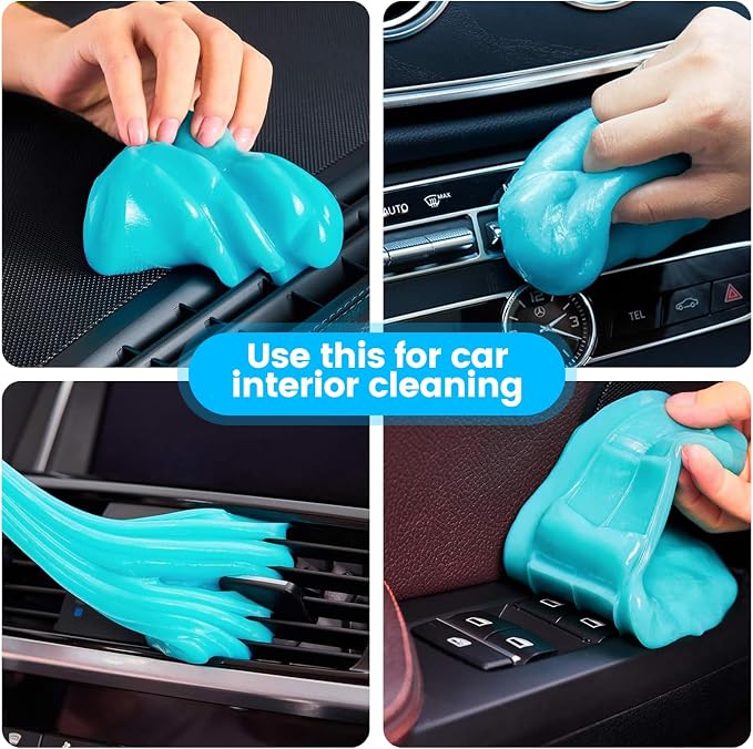 Car Cleaning Gel Putty Reusable, Universal Car Interior Cleaner Slime, Perfect Cleaning Kit Supplies, Auto Detailing Tools Accessories, Dust Remover Gifts for Men Women Blue