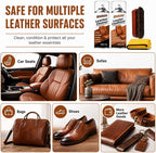 Leather Cleaner and Conditioner Kit, Car Leather Care Set with Horsehair Cleaning Brush, Deep Cleans, Conditions and Restores Car Interiors, Furniture, Shoes, Boots, Bags & Apparel
