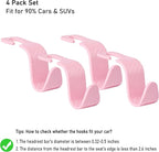 Car Seat Headrest Hook Universal Vehicle Seat Hook Hangers Interior Storage Organizer for Purse Handbag Coats Umbrellas Grocery Bags 4 Pack Pink