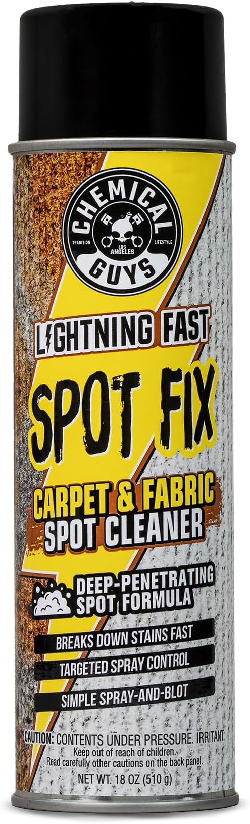 Lightning Fast Carpet Spot Cleaner 18 oz Aerosol, Fabric Stain Extractor For Car Carpets, Seats, Floor Mats And Upholstery With Precision Spray Application