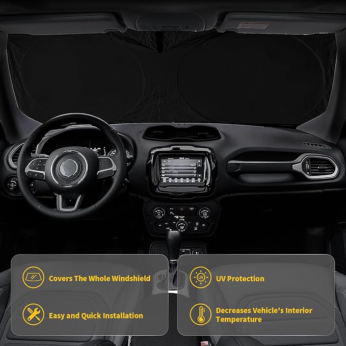 for Toyota Tundra Car Sun Shade Windshield for Tundra 2006 2005 2004 Window Sunshade Fit Toyota Matrix 2003-2013 Foldable Sun Visor Protector 210T Shades Block UV Ray Pickup Truck Accessories