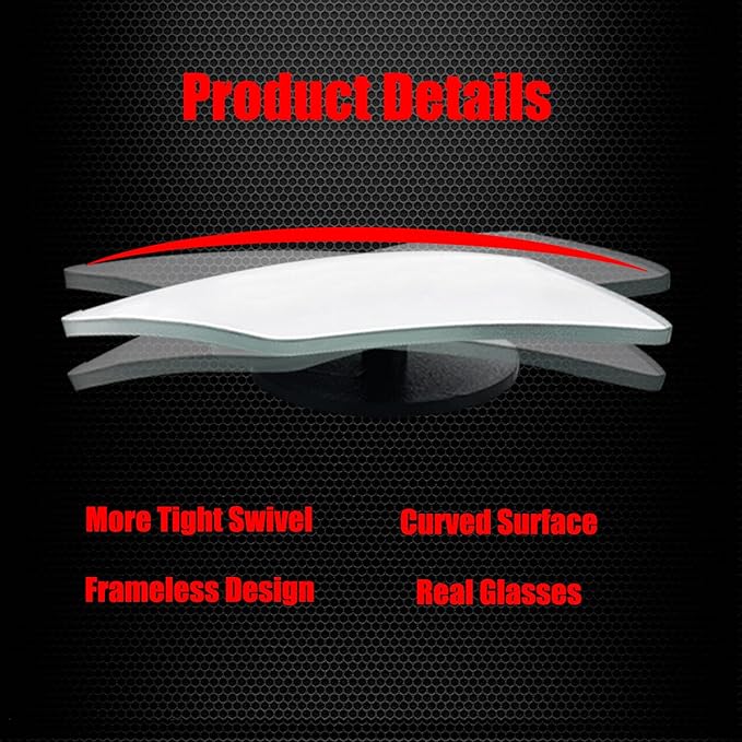 Rhombus Shaped Blind Spot Mirror, HD Glass Frameless Convex Wide Angle Rearview Blindspot Car Mirror for Car SUV and Truck (Pack of 2)