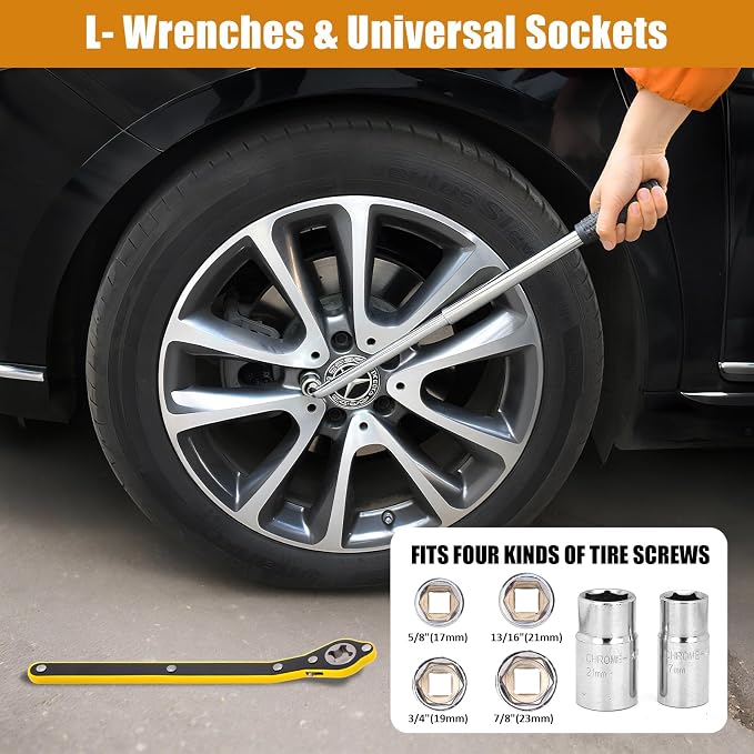 Car Jack Kit 2 Ton (4,409 lbs) Portable Scissor Jack for Car, Tire Jack Changing Kit with Lug Wrench, Black