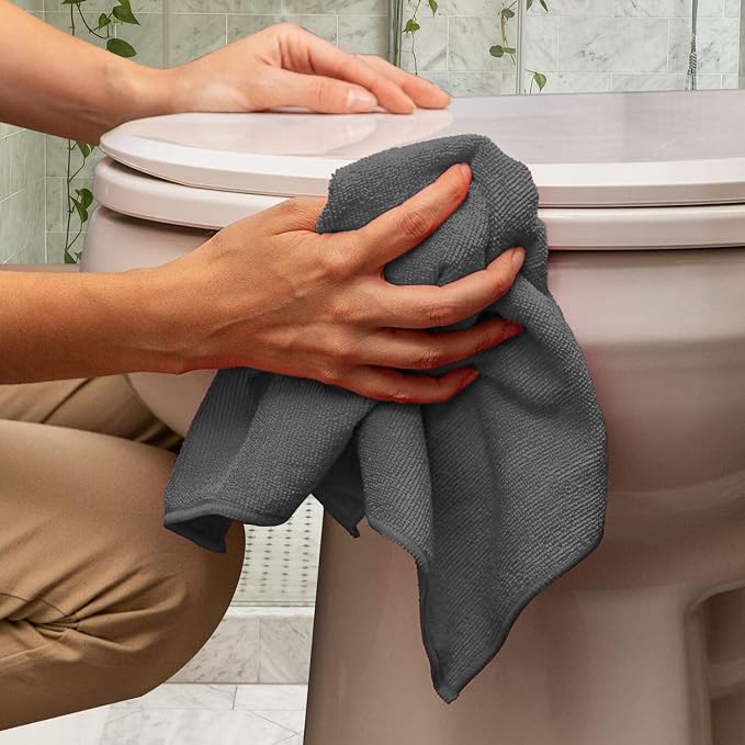 Microfiber Cleaning Cloths (Value Pack of 48) - Size 16 x 16 Inches, Highly Absorbent Cleaning Rags, Lint Free, Reusable and Washable, Microfiber Towels for Cars