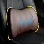 Lumbar Support Pillow for Car, Car Seat Back Support for Driving | Memory Foam Car Lumbar Support for Driving Seat, Car Back Cushion, Adjustable Straps, Lower Back Pillow, PU Leather, Brown