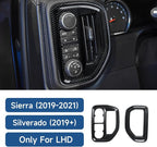 Car Dashboard Side Air Vent AC Outlet Trim ABS Carbon Fiber Interior Decal Cover for 2019-2025 Chevy Silverado/GMC Sierra 1500 | for 2020-2025 Silverado/Sierra 2500 3500 HD Accessories (Style B)